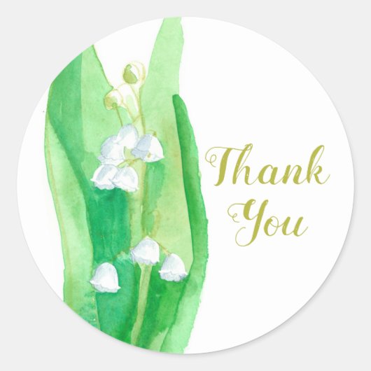Lily of the Valley Botanical Flower Dank u Ronde Sticker (Voorkant)