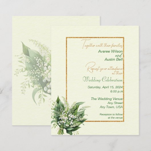 Lily of the Valley Budget Huwelijksuitnodiging (Voorkant / Achterkant)