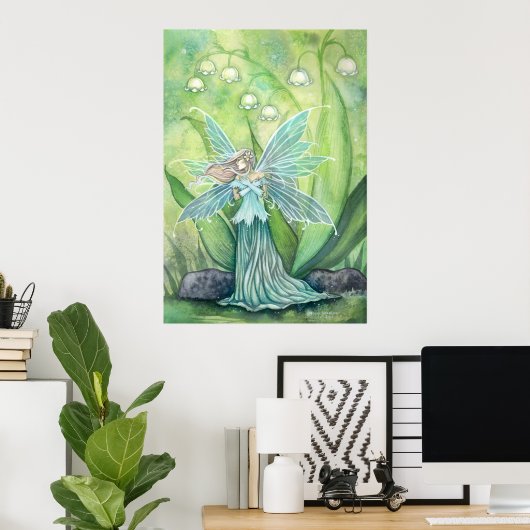 Lily of the Valley Fairy Fantasy Art Print (Thuiskantoor)