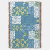 Lily-of-the-Valley Faux Patchwork Blue Deken (Voorkant Verticaal)