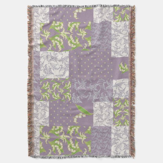 Lily-of-the-Valley Faux Patchwork Mauve Deken (Voorkant Verticaal)