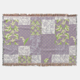 Lily-of-the-Valley Faux Patchwork Mauve Deken