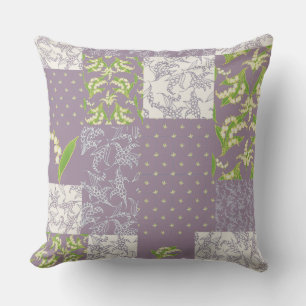 Lily-of-the-Valley Faux Patchwork, Mauve Kussen