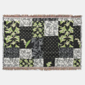 Lily-of-the-Valley Faux Patchwork Zwart Deken (Voorkant)