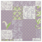 Lily-of-the-Valley Floral Faux Patchwork Mauve Stof (Close Up)