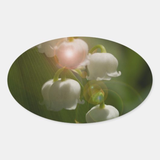 Lily of the Valley Floral Ovale Sticker (Voorkant)