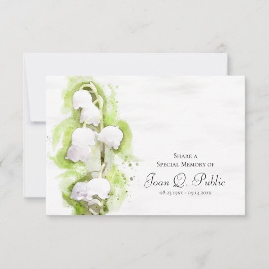Lily of the Valley Flowers deelt een begrafenis Notitiekaartje (Voorkant)