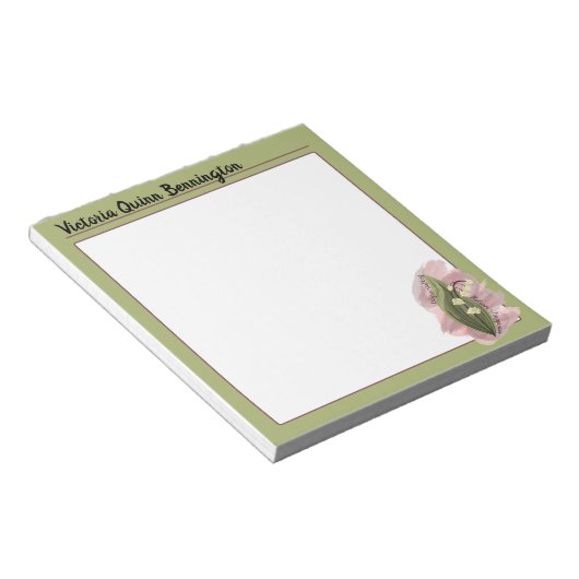 Lily of the Valley Happiness Gepersonaliseerd Groe Notitieblok (Schuin)