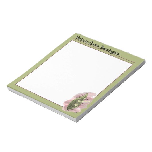 Lily of the Valley Happiness Gepersonaliseerd Groe Notitieblok (Linkerzijde)