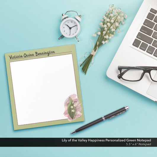 Lily of the Valley Happiness Gepersonaliseerd Groe Notitieblok