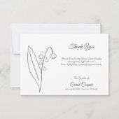 Lily of the Valley Line Art begrafenis Dank u kaar Bedankkaart (Voorkant)