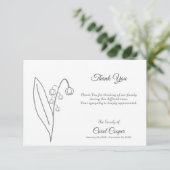 Lily of the Valley Line Art begrafenis Dank u kaar Bedankkaart (Staand voorkant)
