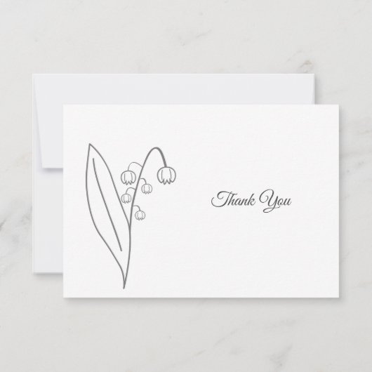 Lily of the Valley Line Art begrafenis Dank u kaar Bedankkaart (Achterkant)