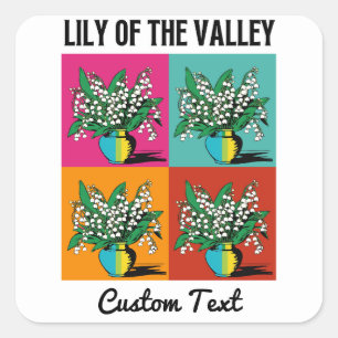 Lily of the Valley Maand Geboorte Maand Bloem Pop  Vierkante Sticker