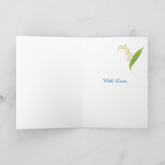 Lily-of-the-Valley May Birthday Kaart, Mauve: Mam Kaart (Binnen)