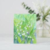 Lily of the Valley May Flowers Waterverf schilderi Briefkaart (Staand voorkant)