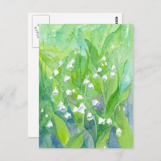 Lily of the Valley May Flowers Waterverf schilderi Briefkaart (Voorkant / Achterkant)