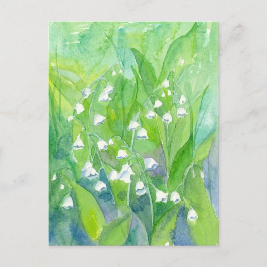 Lily of the Valley May Flowers Waterverf schilderi Briefkaart (Voorkant)