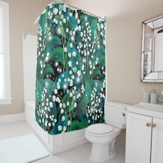 Lily of the valley. Seamless background pattern Douchegordijn (In situ)