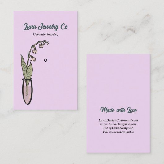 Lily of the Valley Sieraden Pin Visitekaartje (Voorkant / Achterkant)