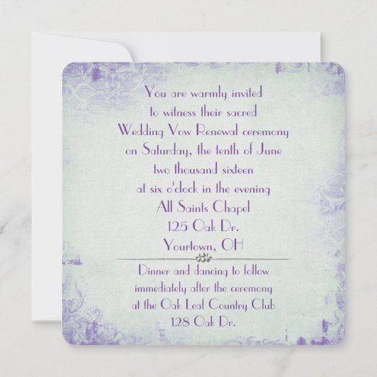 Lily of the Valley Vow Renewal Kaart (Achterkant)