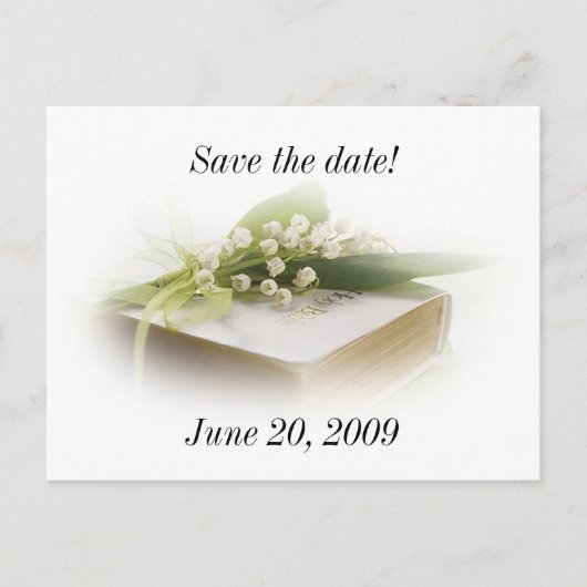 Lily of the Valley w/ Bible Save the Date briefkaa Aankondigingskaart (Voorkant)