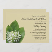 Lily of the Valley Wedding Invitation (beige) Kaart (Voorkant / Achterkant)