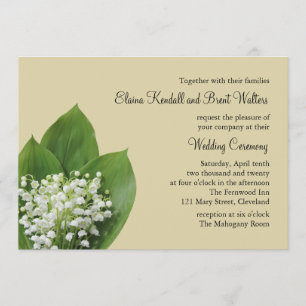 Lily of the Valley Wedding Invitation (beige) Kaart