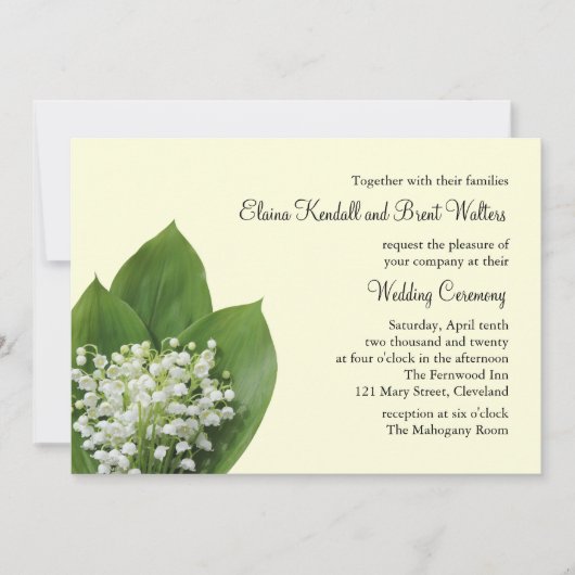 Lily of the Valley Wedding Invitation (ivoor) Kaart (Voorkant)