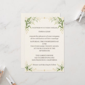 Lily of the Valley Wedding Invitation Kaart