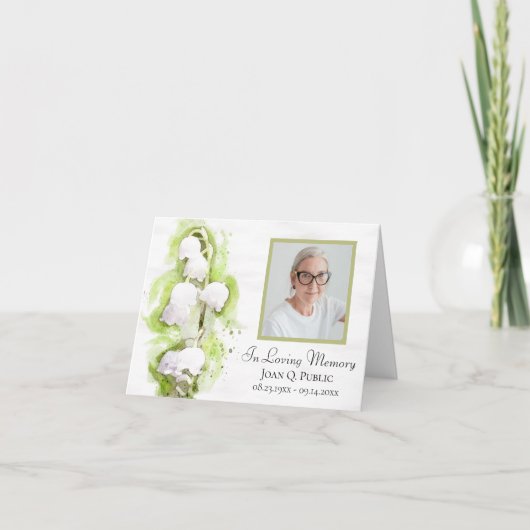 Lily of Valley Bloemen Begrafenis Sympathie Dank u Bedankkaart (Voorkant)