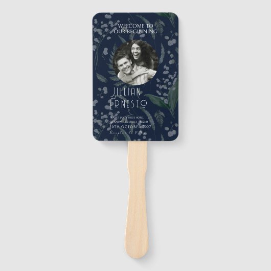 Lily of Valley Ferns | Donkerblauw fotoprogramma Handwaaier (Voorkant)