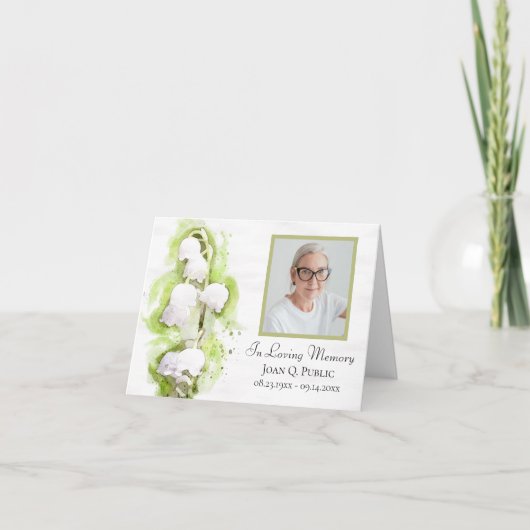 Lily of Valley Flowers Begrafenismonument Sympathi Bedankkaart (Voorkant)