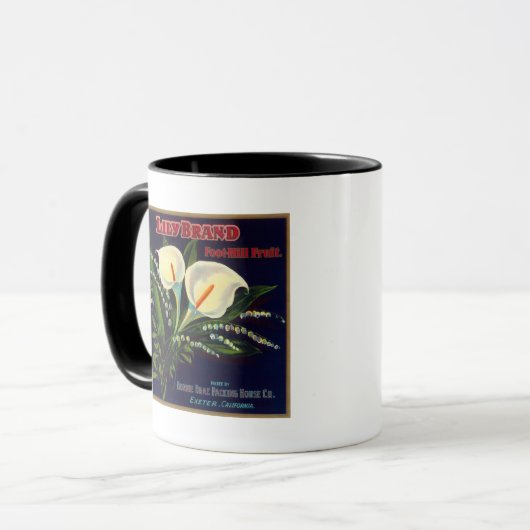 Lily Oranje LabelExeter, CA Mok (Voorkant links)