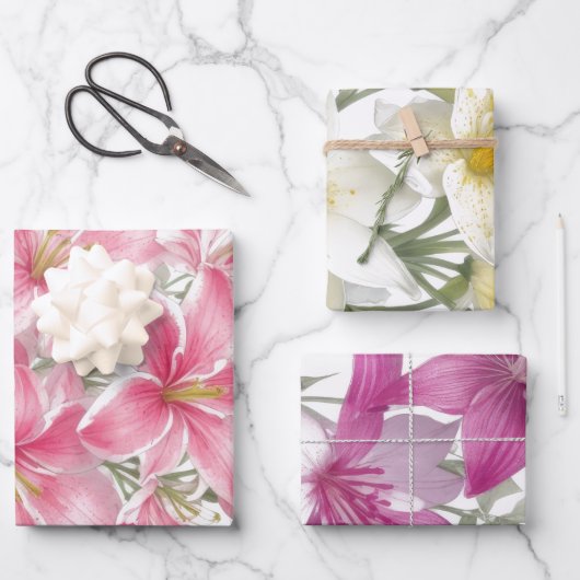 Lily Oriental Flowers Inpakpapier Vel (Voorkant)