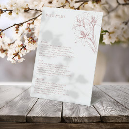 Lily Outline Wedding Menu Pedestal Sign Reclamebord Met Voetstuk