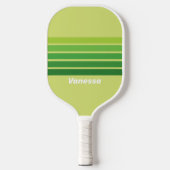 Lily Pad Green Across Striping with Name Pickleball Paddle (Voorkant)