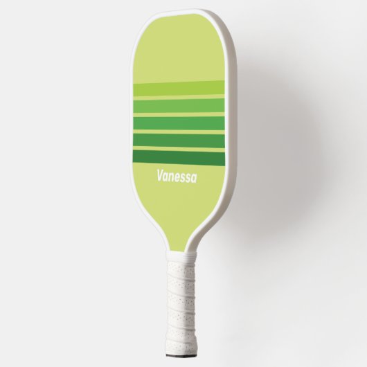 Lily Pad Green Across Striping with Name Pickleball Paddle (Links)