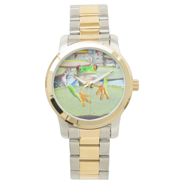 Lily Pad Kikker, Grote Unisex polshorloge Horloge (Voorkant)