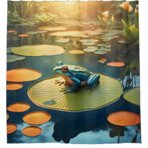 Lily Pad King – Kikkergestuurde Kunststof Douchego Douchegordijn