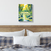 Lily Pad Pond | Green Watercolor Nature Canvas Afdruk (Insitu (Slaapkamer))