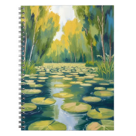 Lily Pad Vijver | Groene Aquarel Natuur Notitieboek