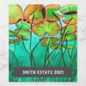 Lily pads label voor groene waterverf wijn etiket (Enkel label)