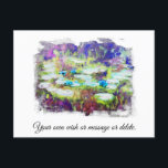 *|* Lily Pads Monet Pond AR23 Persoonlijke tekst Briefkaart<br><div class="desc">BRIEFKAART POST KAART - Vet Digitally Altered Classic Monet omgeven door een abstract wit LIJST of rand. Personaliseer / personaliseer met uw eigen tekst. De kleuren zijn veranderd door digitale verbetering. Energetically Enhanced Elegant Feminine Romantische Ephemera Bloemschilderij Artistiek Uniek Creatief Modern en Romantisch Oud (ZOEK AR23 voor soortgelijke design) De...</div>