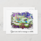 *|* Lily Pads Monet Pond AR23 Persoonlijke tekst Briefkaart (Voorkant / Achterkant)