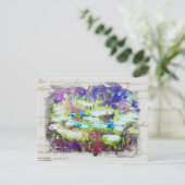 ** Lily Pads - Monet Pond Gold Handschrift AR23 Briefkaart (Staand voorkant)