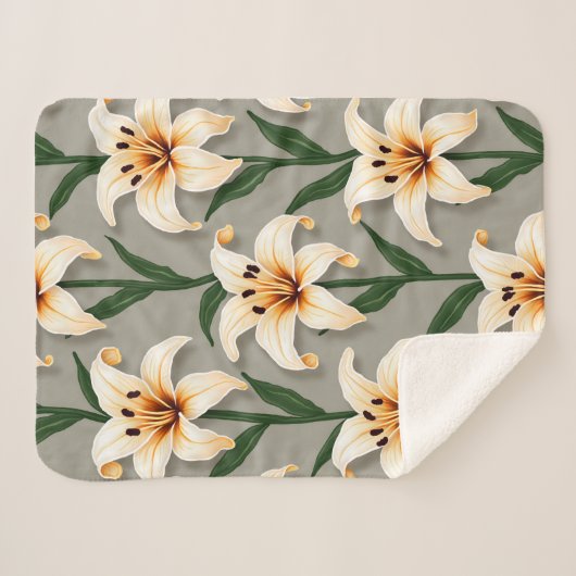 Lily patroon sherpa deken (Voorkant (horizontaal))