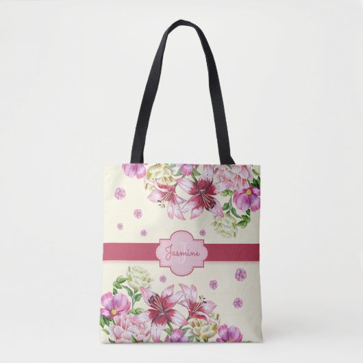 Lily & Peony Bloemengeel Tote Bag (Voorkant)