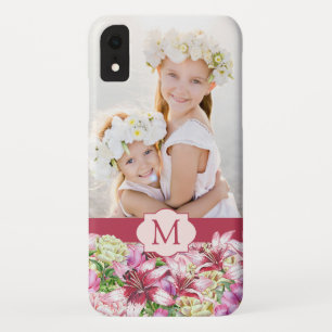 Lily Peony Floral Monogram Foto Case-Mate iPhone Case