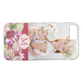 Lily Peony Floral Monogram Foto Case-Mate iPhone Case (Achterkant (Horizontaal))